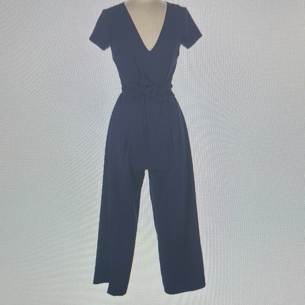 Club Monaco Deep Blue V-Neck Jumpsuit